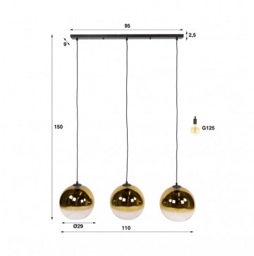 Hanglamp bubble shaded goud 4 the lights company