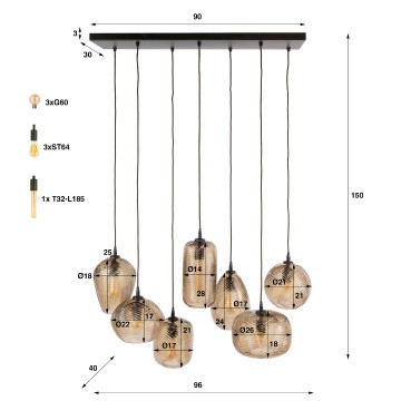 Hanglamp chevron 5 the lights company