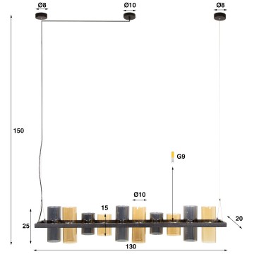 Hanglamp cylinder mixed glass 4 the lights company