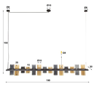 Hanglamp cylinder mixed glass 9 the lights company