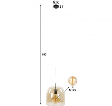 Hanglamp drift glass   amber 3 the lights company