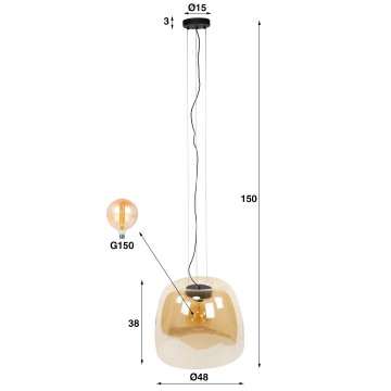 Hanglamp drift glass   amber xl 3 the lights company
