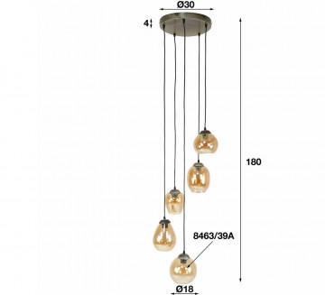 Hanglamp gold glas 11 the lights company