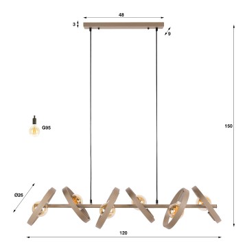 Hanglamp hover 6l beige 3 the lights company