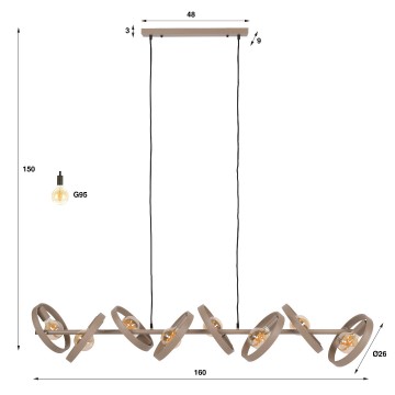 Hanglamp hover 8l beige 5 the lights company