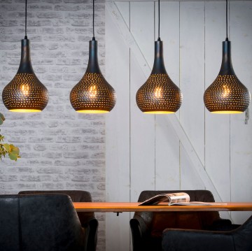 Hanglamp kegel industry zwart bruin   the lights company