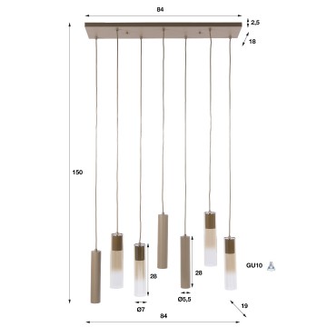 Hanglamp lungo beige 5 the lights company