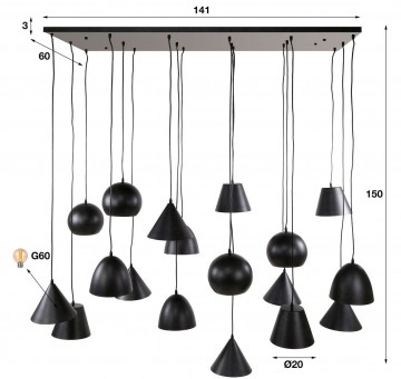 Hanglamp metalen kap xxl 5 the lights company