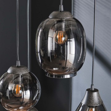 Hanglamp mix 3 getrapt   chromed glas