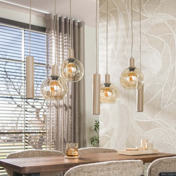 Hanglamp sfera 7l beige 2 the lights company