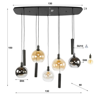 Hanglamp sfera tricolore 54 lichts 8 the lights company
