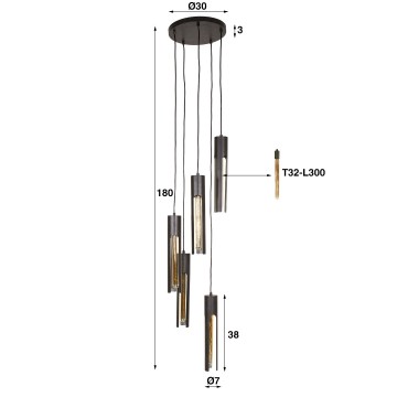Hanglamp tube getrapt 3 the lights company