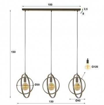 Hanglamp turn around 3l beige 5 the lights company
