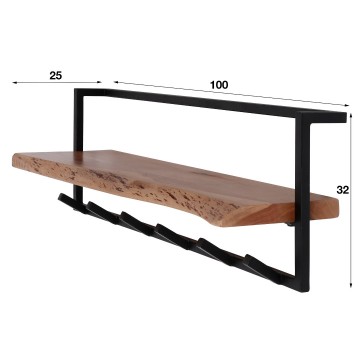 Kapstok edge shelve 6 haken 4 the lights company