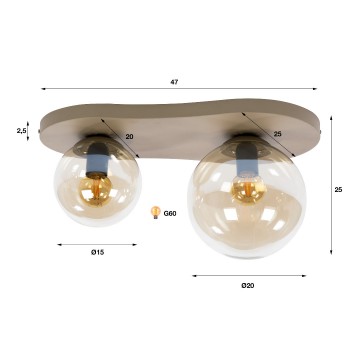Plafondlamp bubble beige 2 the lights company