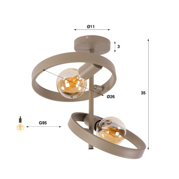 Plafondlamp hover beige 2 the lights company