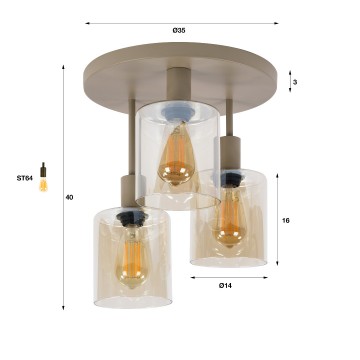 Plafondlamp sepiora beige 2 the lights company