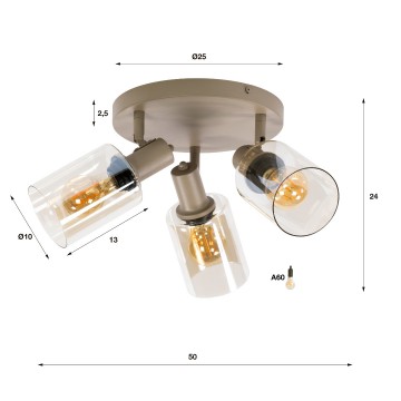 Plafondlamp sepiora rond beige 4 the lights company