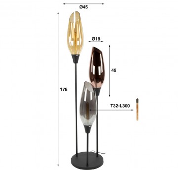 Vloerlamp cocoon glas xl 3 the lights company