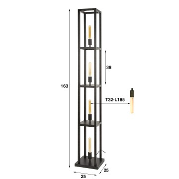 Vloerlamp quadra zwart 4 the lights company