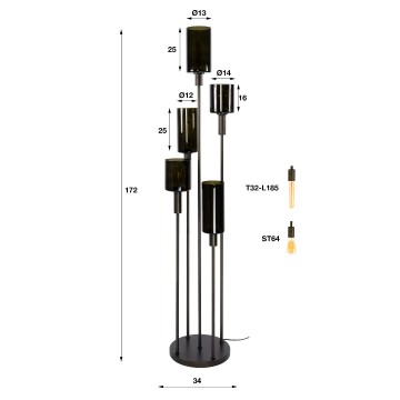 Vloerlamp sepiora 5l sienna bruin 5 the lights company