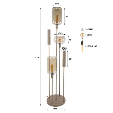 Vloerlamp serene getrapt 5l beige 9 the lights company
