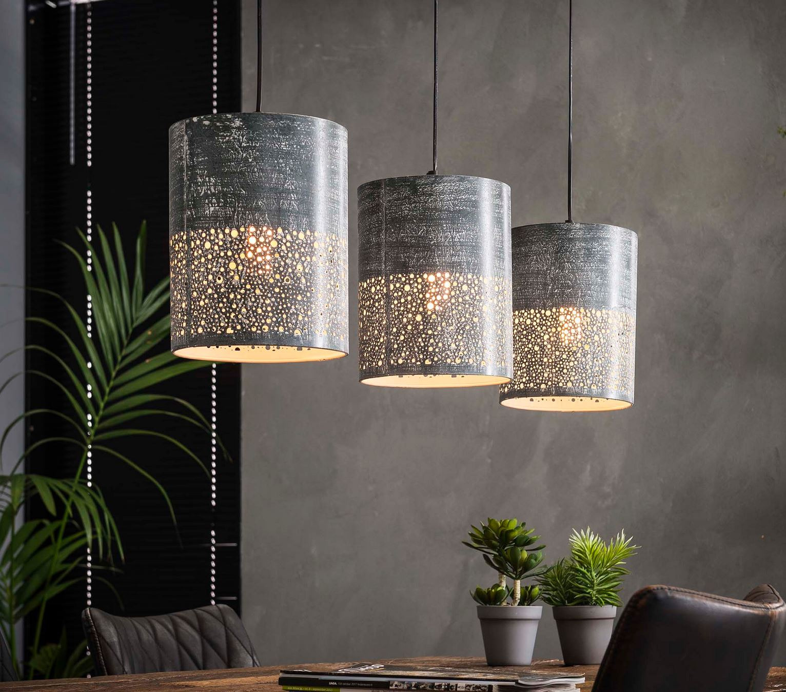 Marco Polo Assortiment Donker worden Hanglamp Betonlook Cilinder - 3xØ20 - Hanglampen - The Lights Company