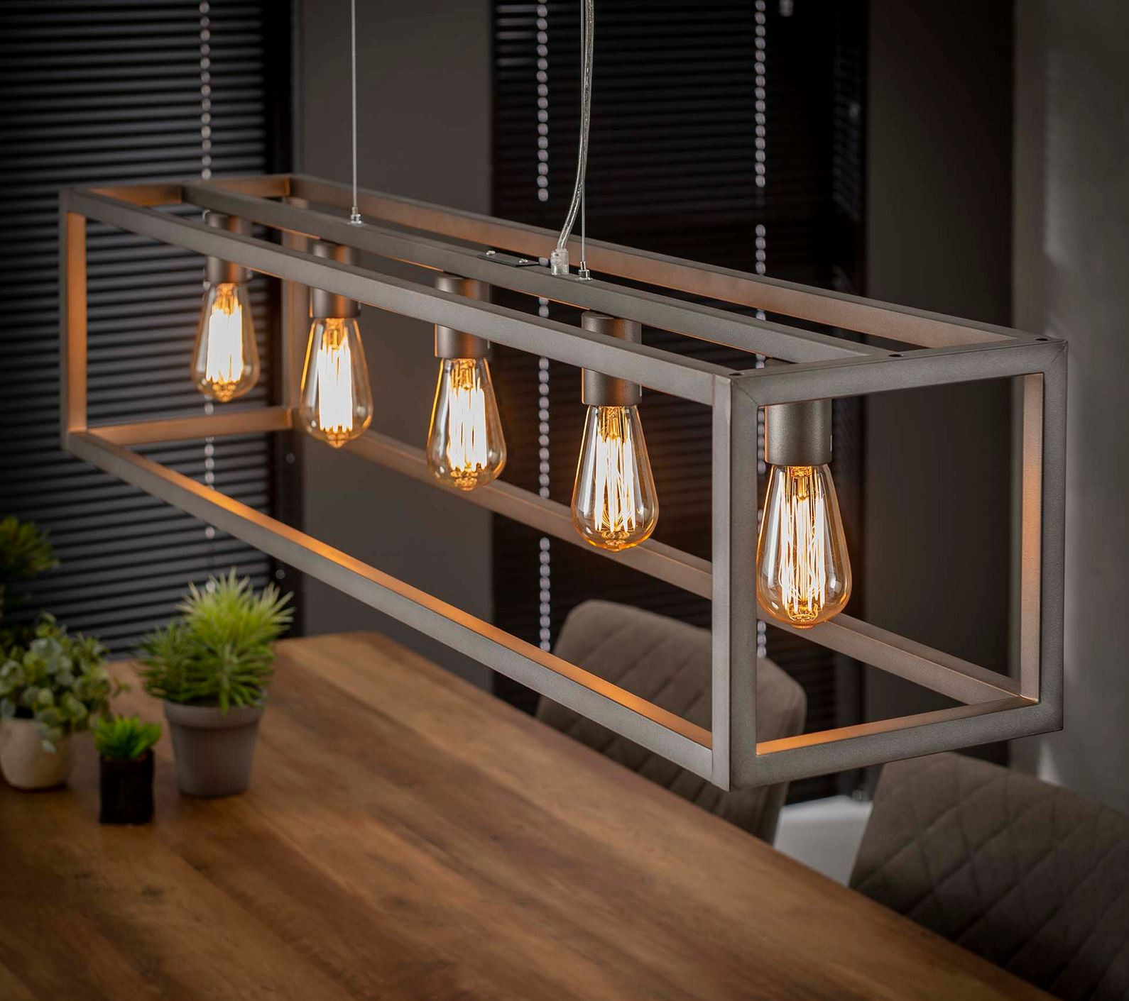 Vertolking Huisdieren Mechanisch Industriele Hanglamp Rechthoek - Buis 5L - Hanglampen - The Lights Company